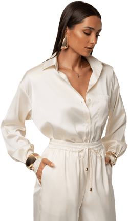 Jluxlabel Island Ease Collared Satin Top