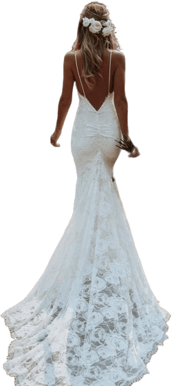 Grace Loves Lace Fit & Flare Mermaid Lace Wedding Dress Spaghetti Strap