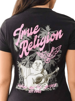 True Religion Women's Spring Break Buddha Logo T-Shirt