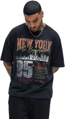 Fashion Nova Men's The Big Apple NYC Oversized Tee Shirt