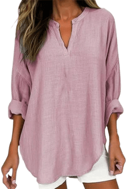 Women's Pleated Square Neck Long Sleeve Cotton T-Shirt