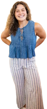 Denim Pleated Top