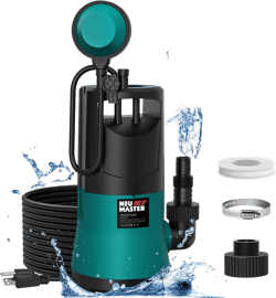 NEU MASTER Sump Pump Submersible, 1HP 3800GPH Water Pump with Float Switch/3 Fittings, Electric Portable Transfer Water pump for Pool Draining, Basement, Backyard, Garage, Garden, Hot Tub