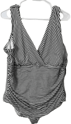 Miracle Brands Embrace Your Curves Striped One Piece Swimsuit