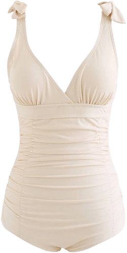 Lace-Up Back Ruched Swimsuit