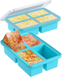 1 Cup Silicone Freezer Trays with Lid, 2 Pcs Ice Cube Freezer Molds, Silicone Ice Cube Tray, Easy Meal Prep, Silicone Mold for Soup and Food Storage Blue