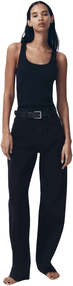 Zara Women's TRF High Rise Wide Leg Jeans