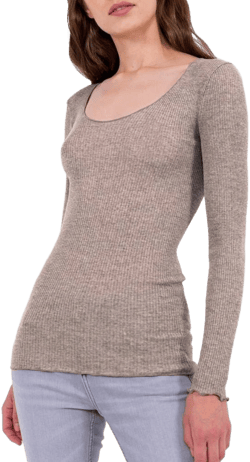 MADE IN italy Pleated Wool & Silk Crew Neck Top