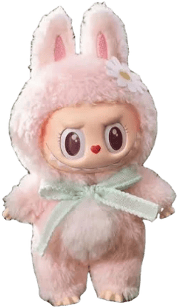 GoodGoods Pop Marts Pink Labubu Monster Mokoko Close to Sweet Plush Doll Toy Keychain