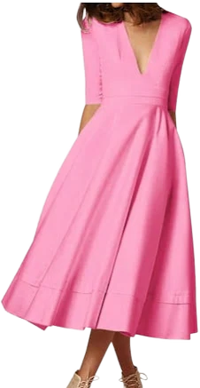 Bigersell Boho Dress for Women Deals Female V-Neck Short Sleeve Midi Evening Dress Style D-81 Club & Night Out Dresses Plus Size Summer Dresses , Pink
