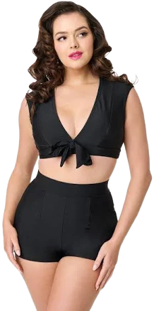 Unique Vintage Women's High Waist Swim Shorts