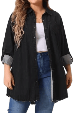 Agnes Orinda Women's Plus Size Lightweight Denim Button Down Jacket