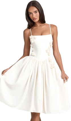 Oh Polly Floral-APPLIqué Midi Dress