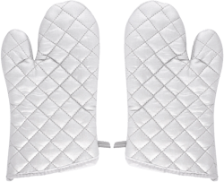 Unique Bargains Kitchen Bakery Heat Resistance Baking Insulated Oven Mitt Gloves Silver White 1 Pair