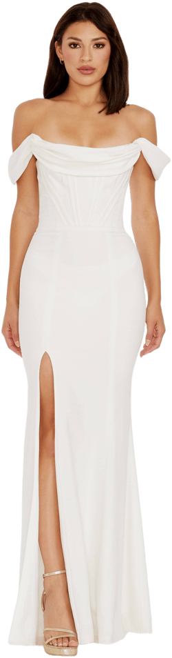 Dress The Population Women's Melania Off The Shoulder Gown