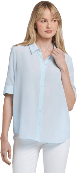 Nydj Women's Riley Silk Elbow Sleeved Blouse