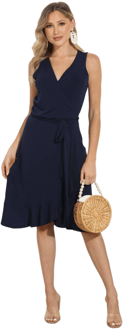 Stretch Ruffle Wrap Dress