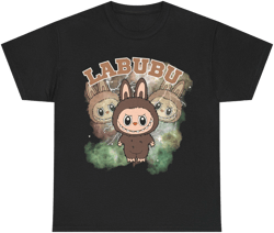 Labubu Brown Pop Mart TShirt, Oversized kawaii tee in black or pink