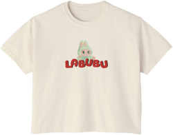 Green Labubu Baby Tee, Cute Labubu Graphic Tee, Cute Labubu Tee, Pinterest Cropped Tee, Labubu Boxy Tee