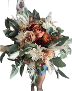 Tia Boho Burnt Orange Terracotta Ivory Burgundy Tan Bundle Bridal Bouquet