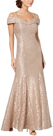 R&M Richards Women's Off-the-Shoulder Lace Gown