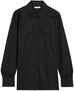 Women's Pleated Cotton-Poplin Shirt