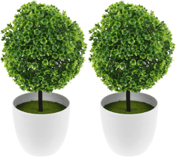 VICASKY 9 inch Artificial Topiary Balls Tree Outdoor Set of 4,Faux Boxwood Plants Easter Decorative Fake Greenery in Bush Planter Potted for Porch Outdoor Indoor Home Living Room Kitchen Decor Picture 1x2pcs 12*23CMx2pcs
