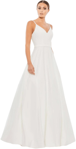 Ieena for Mac Duggal Women's Elegant A-Line V-Neck Ball