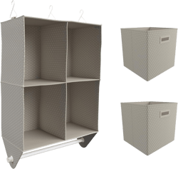 Martha Stewart Essential Closet Home Storage and Organization for Storing Sweaters, Blankets, Handbags, Hanging Shirts Accessories, 4-Shelf Hanging Organizer with 2 Craft Cubes, Cottage Dot 4-Shelf Hanging Organizer With 2 Craft Cubes Cottage Dot
