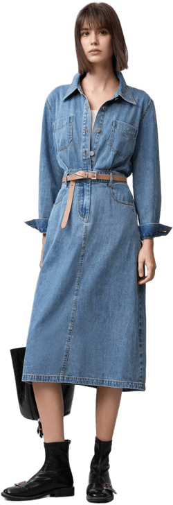 Lily Cotton Belted Denim Dress