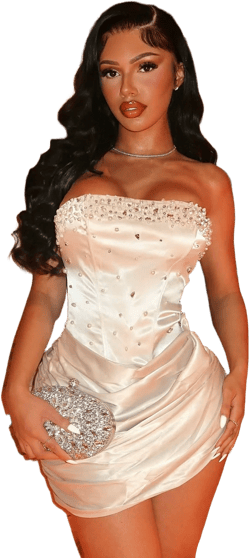 Fashion Nova Lady Ariel Embellished High Slit Satin Mini Dress