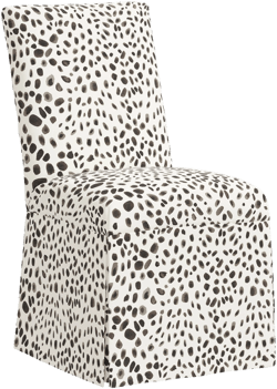 Skyline Furniture James Slipcover Armless Dining Chair Washed Cheetah Cream/Gray: Modern Cotton Upholstered