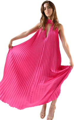 Yellow The Label Valley Pleated Dress