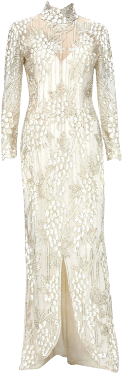 Bob Mackie Embroidered Beaded Grapevine Gown