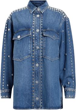 Allsaints Women's Oversized Stud-Embellished Denim Shirt
