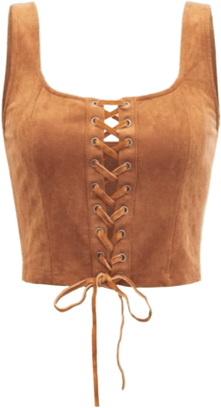 Suede Tie Up Front Crop Top