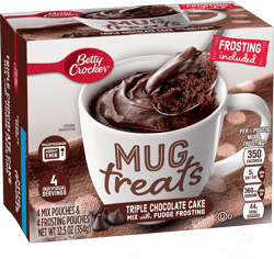 Betty Crocker Mug Treats Triple Chocolate Cake Mix with Fudge Frosting, 4 Servings, 12.5 oz Triple Chocolate 12.5 Ounce (Pack of 1)