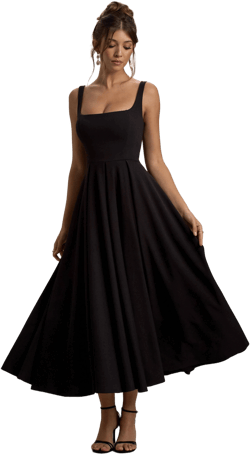 Parina Strappy Volume-Hem Midi Dress