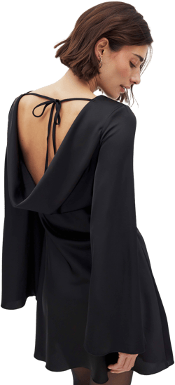 NA-KD Waterfall Back Satin Mini Dress