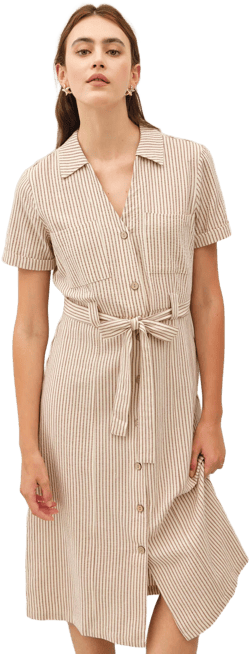 Striped Cotton Midi Dress