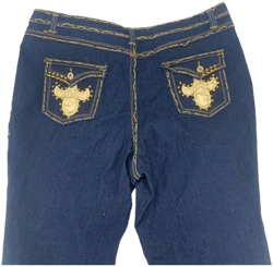 Destiny Platinum Women's Dark Wash Contrast Stitching Stretch Jeans