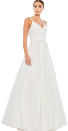 Ieena for Mac Duggal Women's Elegant A-Line V-Neck Ball