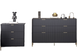 Festivo 3pc Modern Elegance 3 Drawer Nightstands and 6 Drawer Dresser Set Black