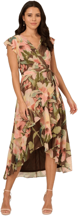 Adrianna Papell Women's Floral High-Low Midi Dress