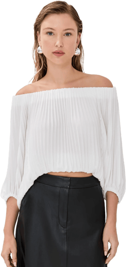 A.L.C. Women's Sienna Off-The-Shoulder Pleated Satin Top