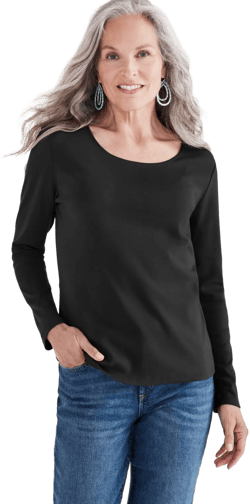 Style & Co Women's Cotton Long-sleeve Scoop-neck Top