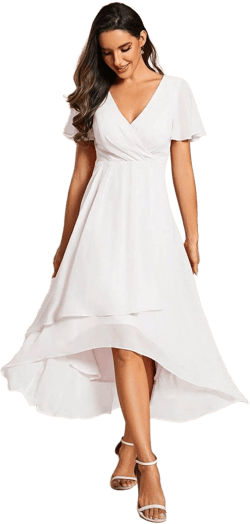 Ever-Pretty Chiffon Neck Midi Dress