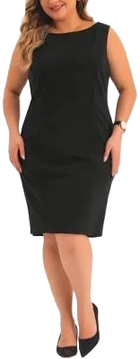 Agnes Orinda Women's Plus Size Side Zipper Boat Neck Sleeveless Pencil Bodycon