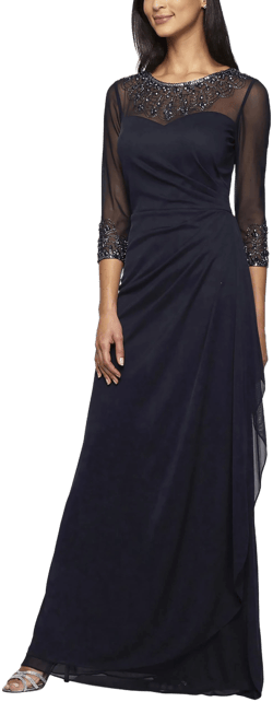 Alex Evenings Women's Illusion Embellished A-line Gown