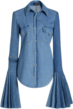 A.w.a.k.e. Mode Recycled Denim Pleated Bell Sleeve